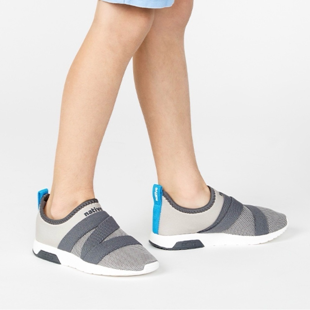 Native Kids Phoenix Laceless Sneakers in Gray and Blue